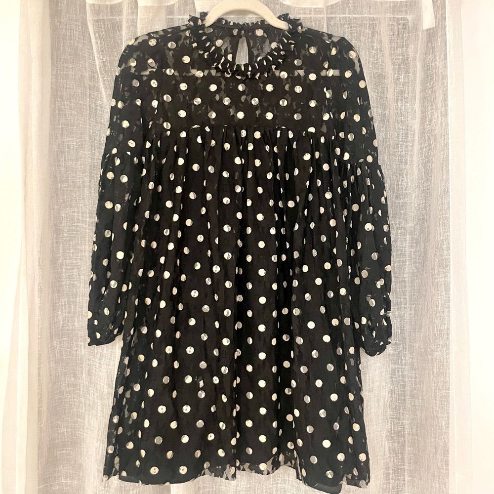 Zara Lace Mod Polka Dot Mini Dress